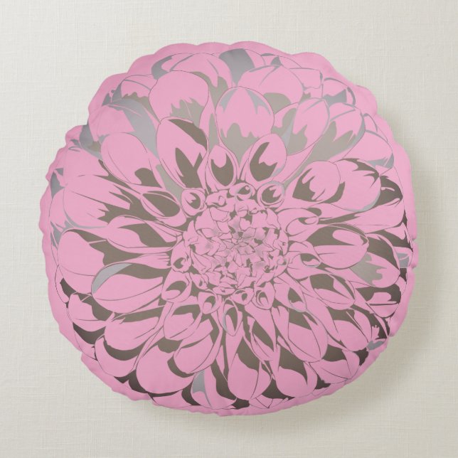 Dahlia flower pastel pink pillow  rundes kissen (Vorderseite)