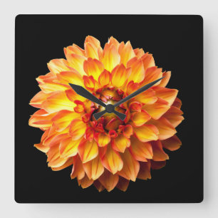 Dahlia flower quadratische wanduhr