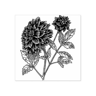 Dahlia flowers Rubber stamp Gummistempel