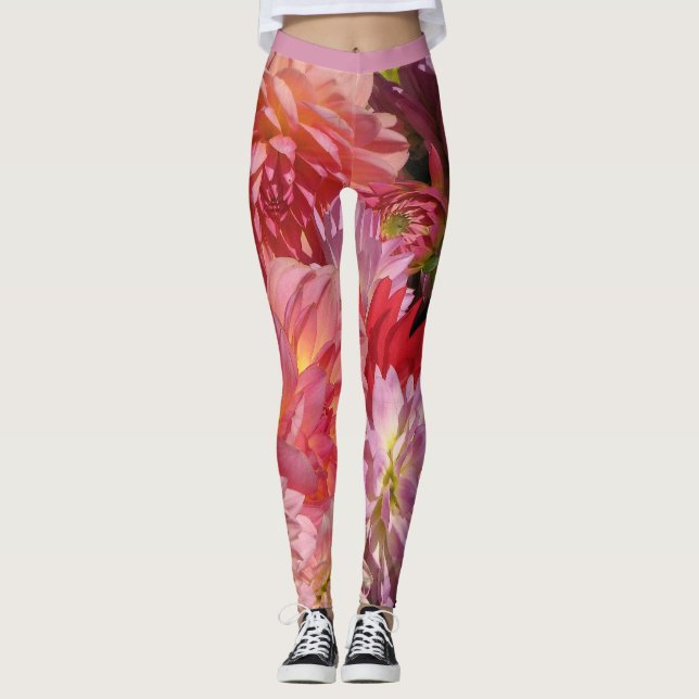 Dahlia Garden Blume Abstrakte Leggings (Vorderseite)