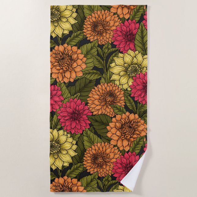 Dahlia Garden Strandtuch (Vorderseite)