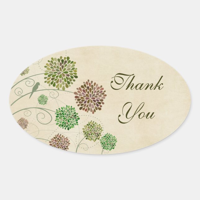 Dahlia Garden Wedding Danke Oval Sticker (Vorderseite)