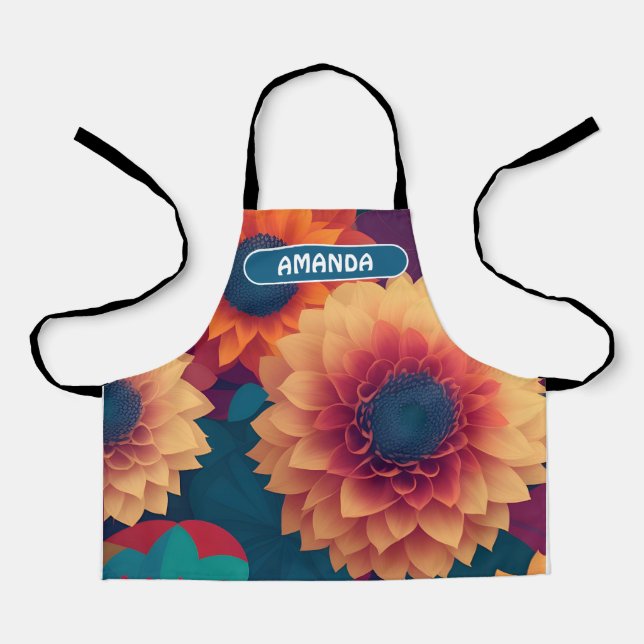 Dahlia Geometric Colorful Personalisiert Pattern Schürze (Vorderseite)