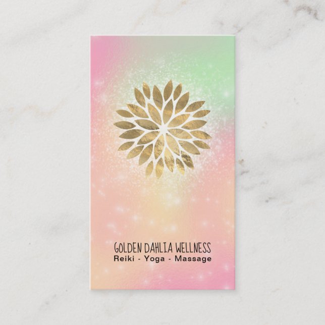 *~* Dahlia Gold Pastell Peach Green Yellow AP2 Visitenkarte (Vorderseite)