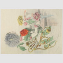 Dahlia Lady Floral Decoupage Paper Vintag