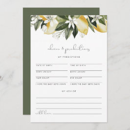 DAHLIA Lemon Baby Advice and Predictions Card Einladung