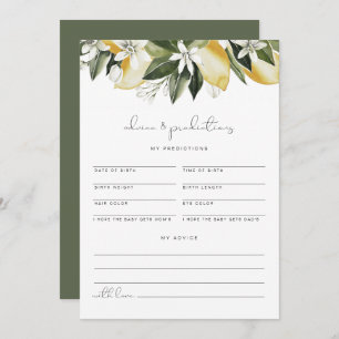 DAHLIA Lemon Baby Advice and Predictions Card Einladung