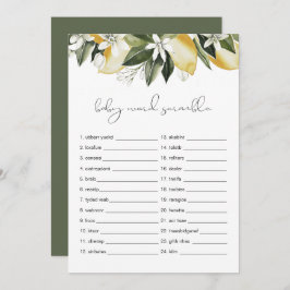 DAHLIA Lemon Baby Word Scramble Baby Showspiel Einladung