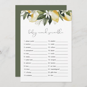 DAHLIA Lemon Baby Word Scramble Baby Showspiel Einladung