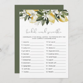 DAHLIA Lemon Brautparty Word Scramble Game Einladung