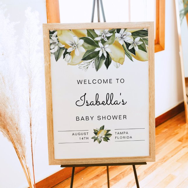 Dahlia - Lemon Citrus Floral Baby Dusche Willkomme Poster (Von Creator hochgeladen)