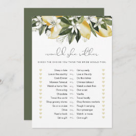 DAHLIA Lemon würde eher Bridal Game Einladung