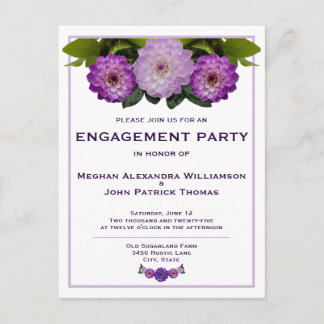 Dahlia Lila Floral Wedding Party Postkarte