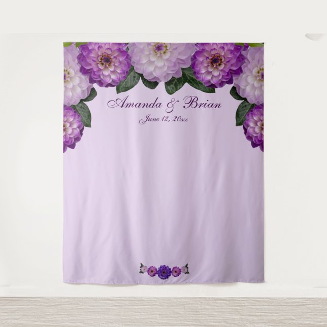 Dahlia Lila Lavender Floral Wedding Background Wandteppich (Vorderseite)