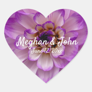 Dahlia Lila Lavender Lilac Floral Wedding Herz-Aufkleber