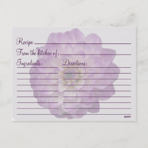 Dahlia Lila Lilac Floral Brautparty Rezept Postkarte