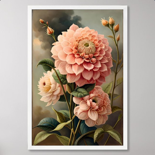 Dahlia-Malerei: Blume Blossom im klassischen Stil Poster (Dahlia Painting: flower Blossom in Classic Style)
