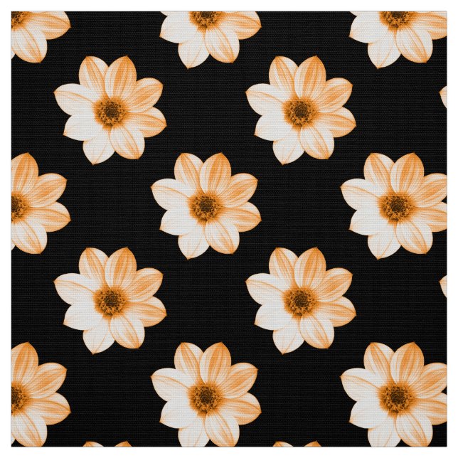 Dahlia Muster - Lt Orange auf schwarz Stoff (Muster)