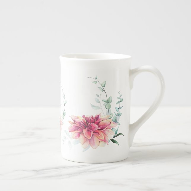 Dahlia Mystique Watercolor Bone China Tasse (Rechts)