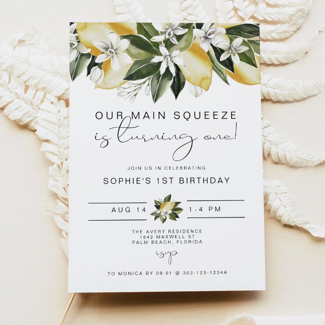 DAHLIA Niedlich Watercolor Lemon Einladung (Von Creator hochgeladen)