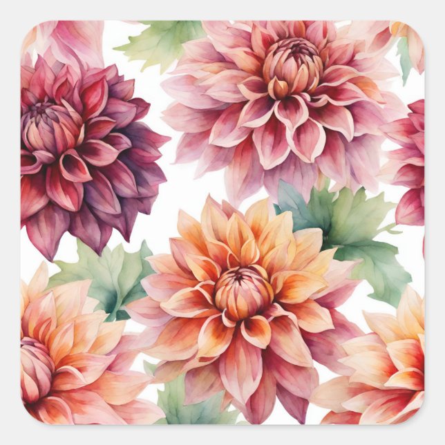 Dahlia Painting Quadratischer Aufkleber (Vorderseite)