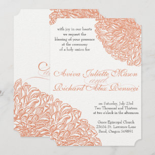 Dahlia Peach Coral Wedding blühend Einladung