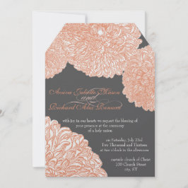 Dahlia Peach Coral Wedding blühend Einladung