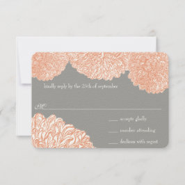 Dahlia Peach Coral Wedding blühend RSVP Karte