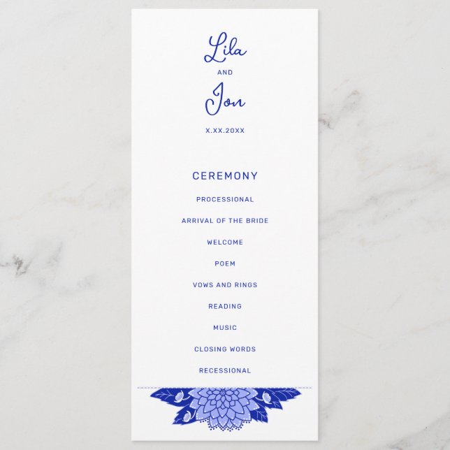 Dahlia Personalisiert Wedding Program Programm (Vorderseite)