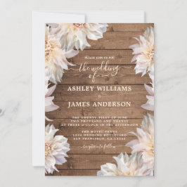 Dahlia Pink Floral Rustic Wood Wedding Einladung