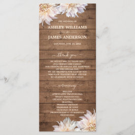Dahlia Pink Floral Rustic Wood Wedding Programm