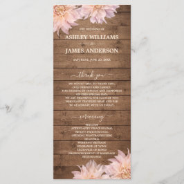 Dahlia Pink Floral Rustic Wood Wedding Programm