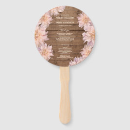 Dahlia Pink Floral Rustic Wood Wedding Programm Fächer