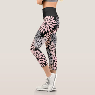 Dahlia-Rosa-Muster Capri Leggings