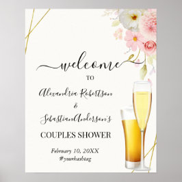 Dahlia & Rose Paare Hochzeit Begrüßungszeichen Poster