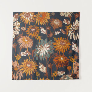Dahlia und Chrysanthema fett und nahtlos, ein Wandteppich