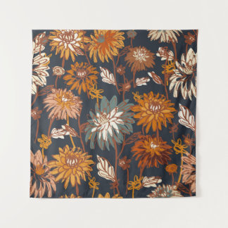 Dahlia und Chrysanthema fett und nahtlos, ein Wandteppich
