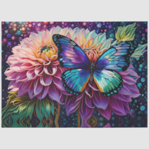 Dahlia und eiternde Schmetterlinge Seidenpapier