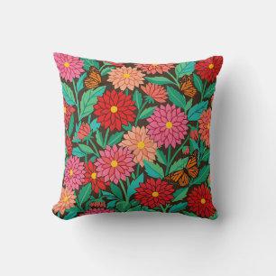 Dahlia- und Schmetterlings-Wurfkissen im Matisse-S Kissen