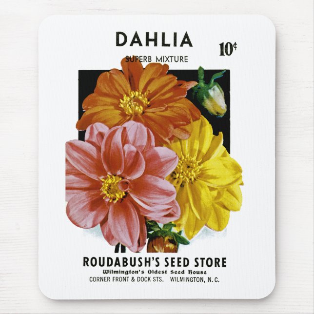 Dahlia Vintag Seed Packet Mousepad (Vorne)