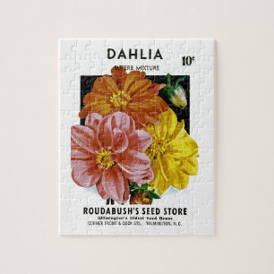 Dahlia Vintag Seed Packet Puzzle