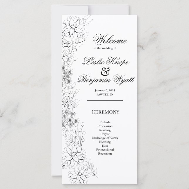 Dahlia Wreath Black and White Program (Vorderseite)