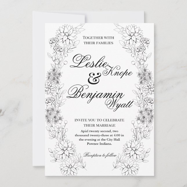 Dahlia Wreath Einladung (Vorderseite)