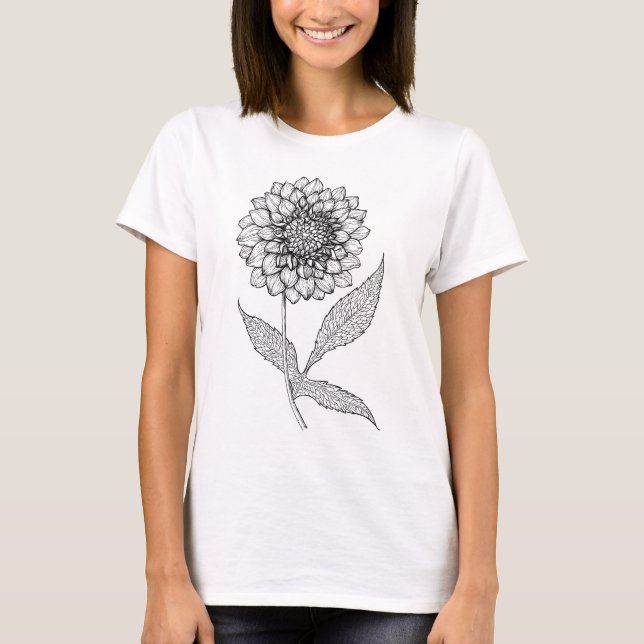 Dahlia zeichnend TShirt (Vorderseite)