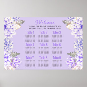 Dahlias - Amethyst Wedding Suite Seating Chart Poster
