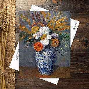 Dahlias Blue White Vase Paul Cezanne Postkarte