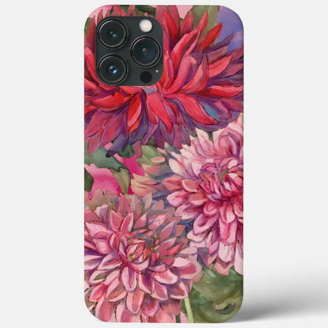 Dahlias Blume Aquarell Case-Mate iPhone Hülle (Rückseite)