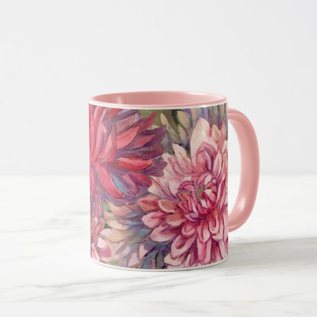 Dahlias Blume Aquarell Tasse (VorderseiteRechts)