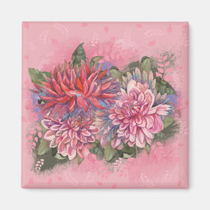Dahlias Blume rosa Aquarellmuster Magnet