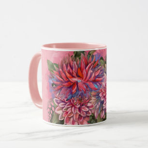Dahlias Blume rosa Aquarellmuster Tasse
